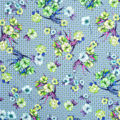 Multi Floral & Geo Printed Blue Luxury Cotton