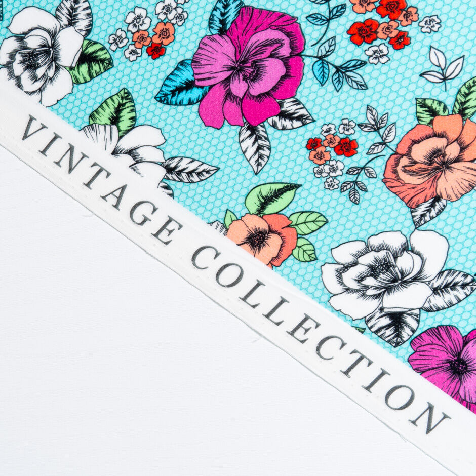 White & Pink Floral Printed Soft Turquoise Luxury Cotton