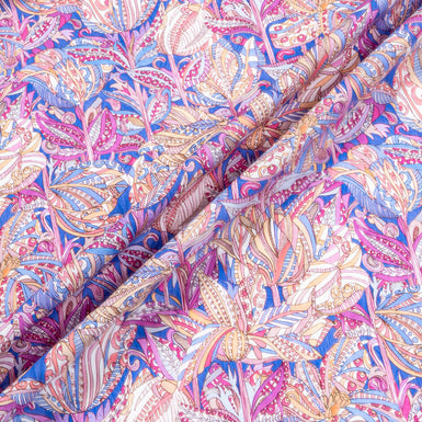 Pink, Peach & Blue Abstract Floral Printed Luxury Cotton