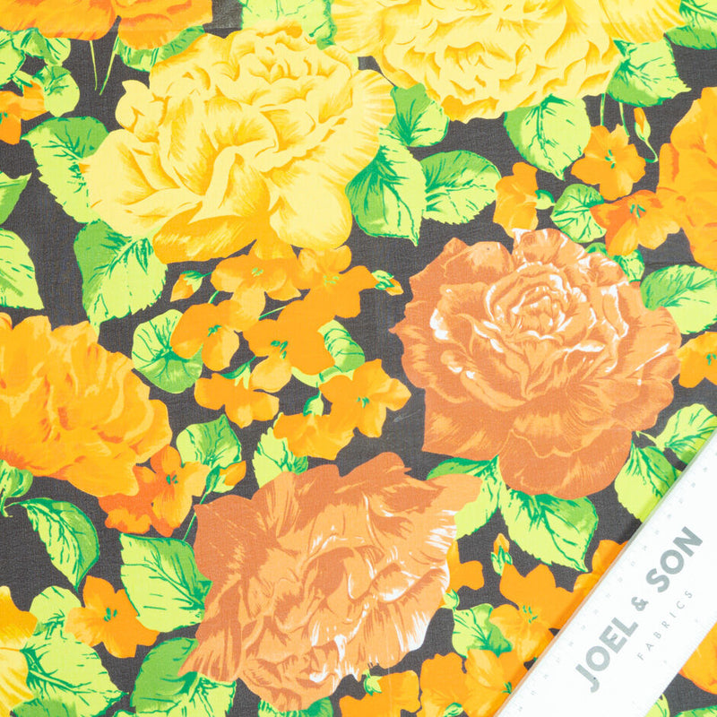Orange/Yellow Floral Silk Shop Floral Fabric