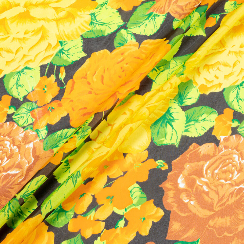 Orange/Yellow Floral Silk Shop Floral Fabric