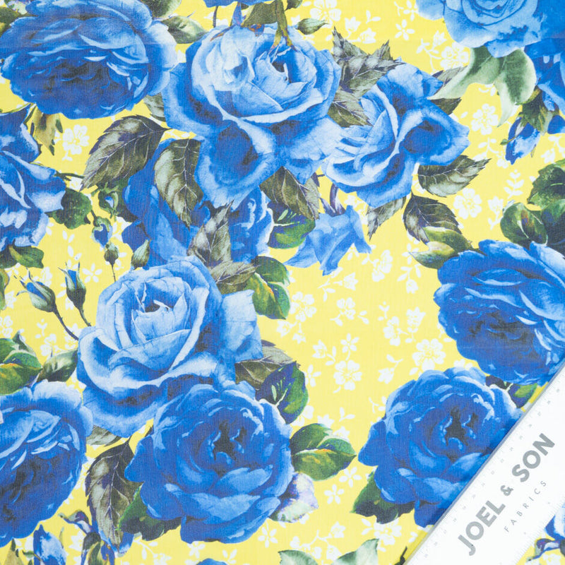 Blue Floral Yellow Silk Buy Silk Fabric