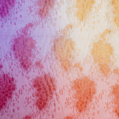 Multi-Coloured Ombré Floral Metallic Silk Chiffon