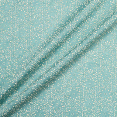 Yellow Geo Embroidered Eau De Nil Handkerchief Linen (A 2.10m Piece)