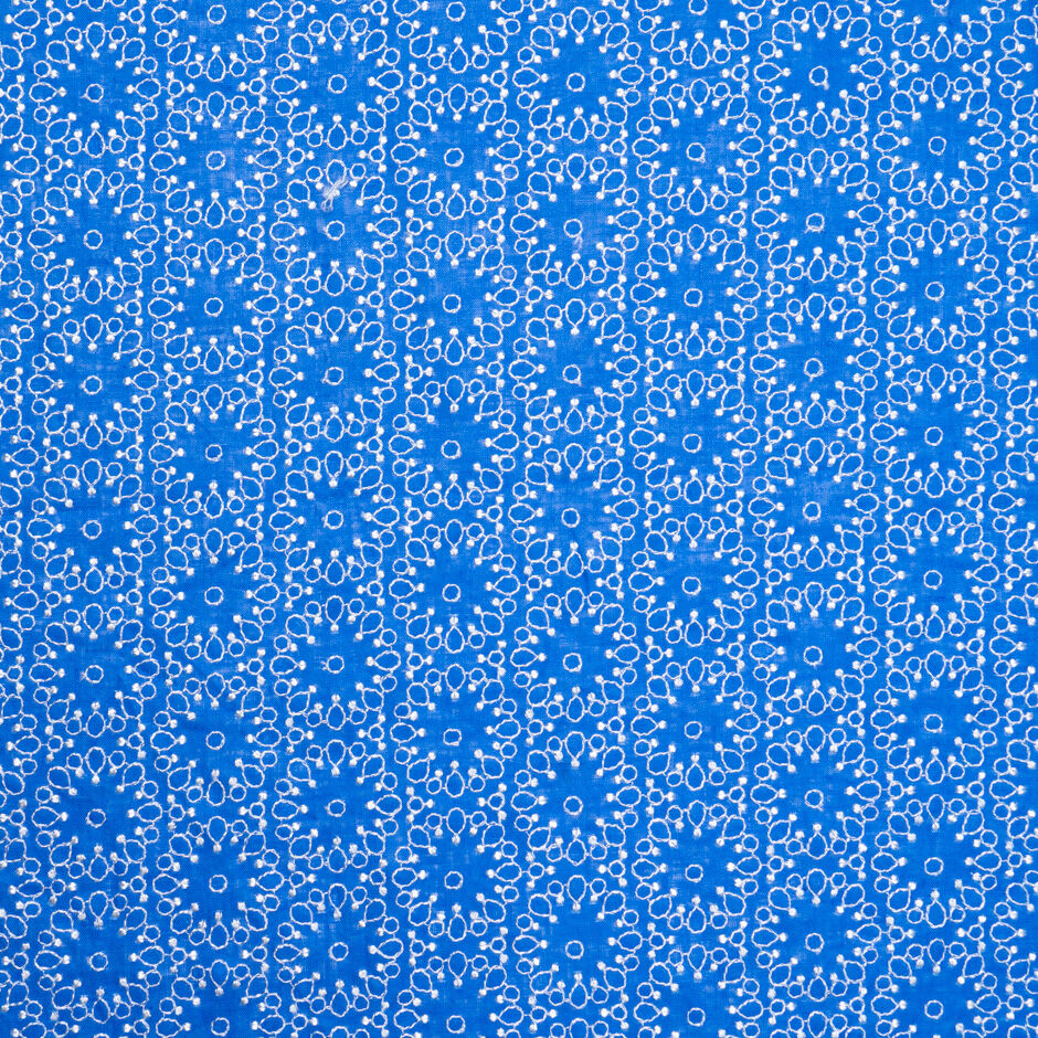 Geometric Embroidered Royal Blue Handkerchief Linen