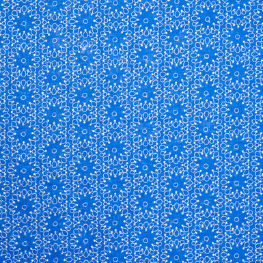 Geometric Embroidered Royal Blue Handkerchief Linen