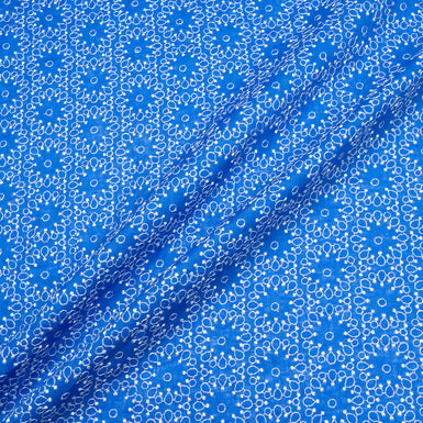 Geometric Embroidered Royal Blue Handkerchief Linen