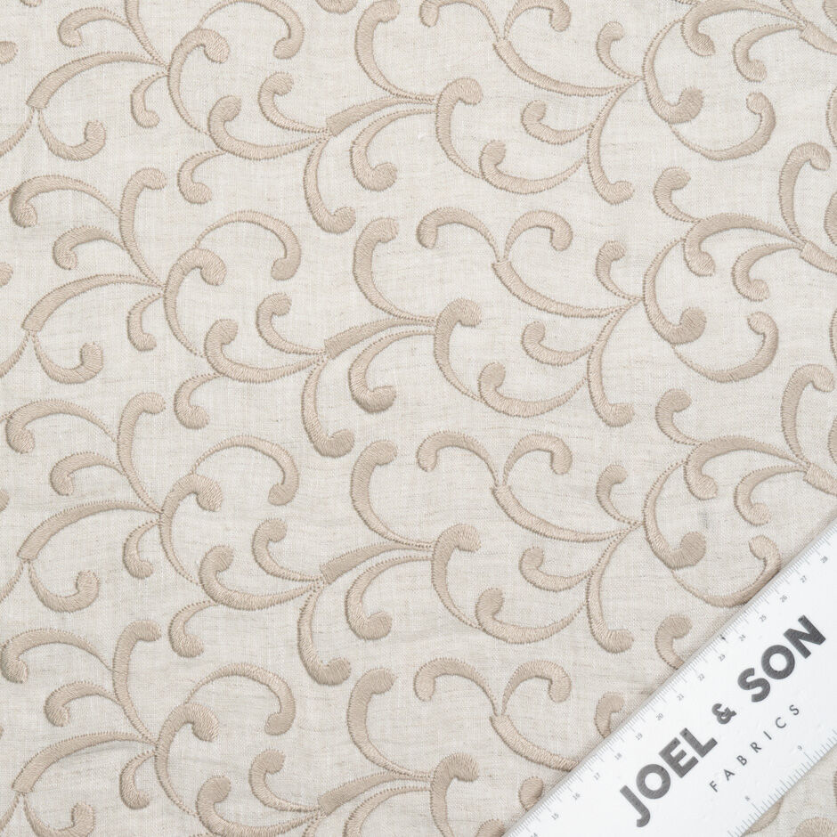Oatmeal Linen Color Oatmeal Embroidered Linen | Shop Pure Linen