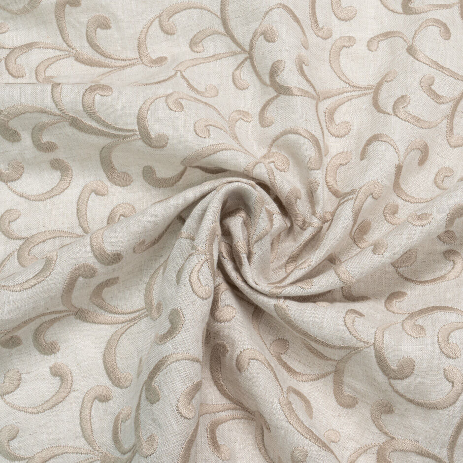Oatmeal Linen Color Oatmeal Embroidered Linen | Shop Pure Linen