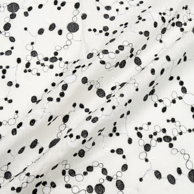 Black & White Spotted Ivory Embroidered Linen
