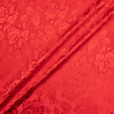 Rose Jacquard Red Coloured Cloqué