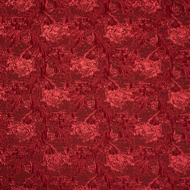 Red Geometric Floral Jacquard Metallic Cloqué