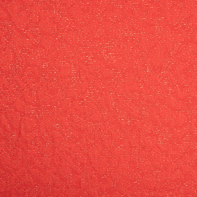 Red Metallic Silk & Wool Blend Cloqué