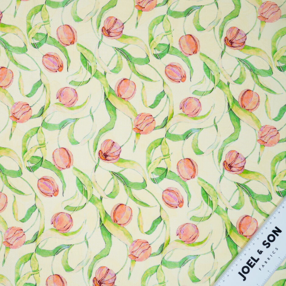 Tulip Printed Pure Silk Double Organza Jacquard