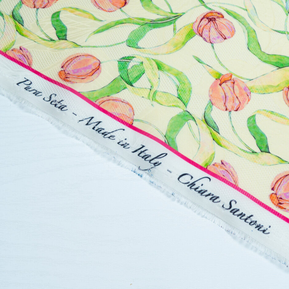 Tulip Printed Pure Silk Double Organza Jacquard