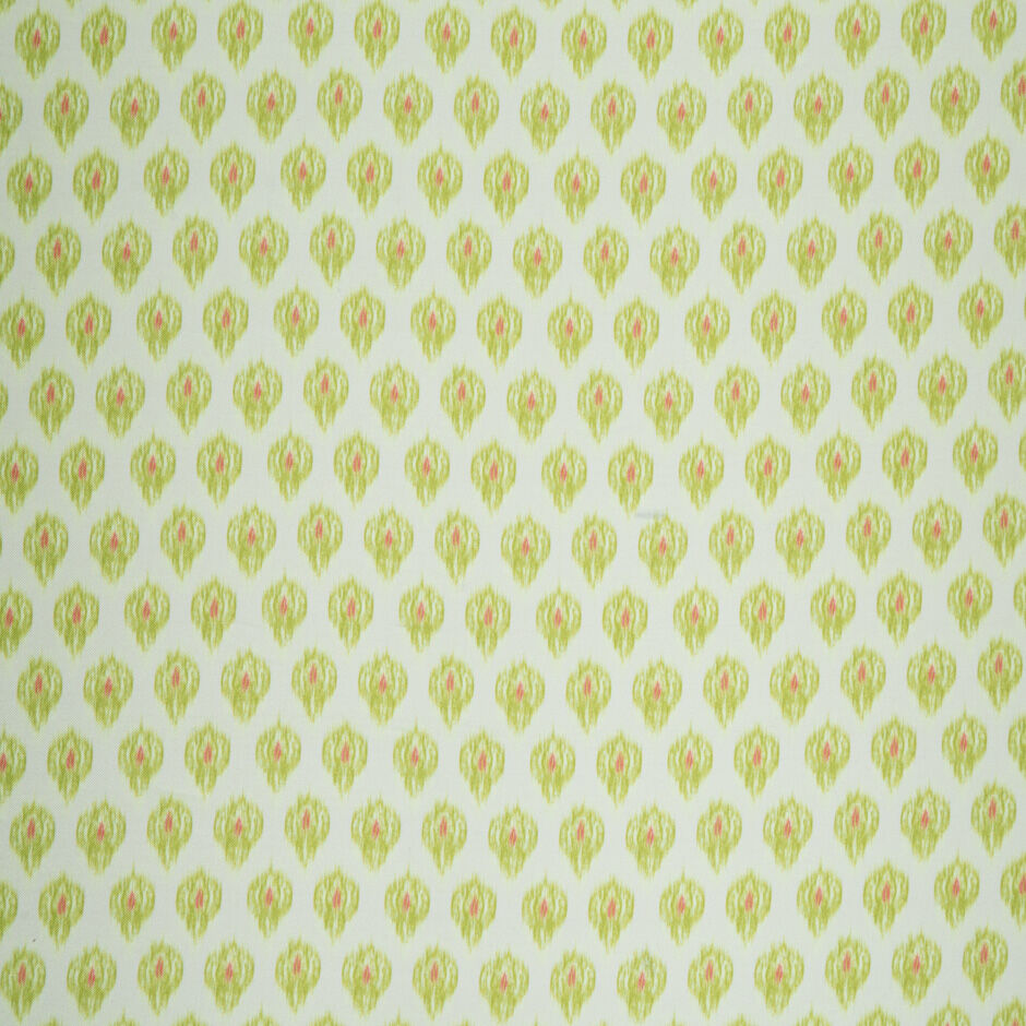 Green Ikat Printed Cream Silk Mikado