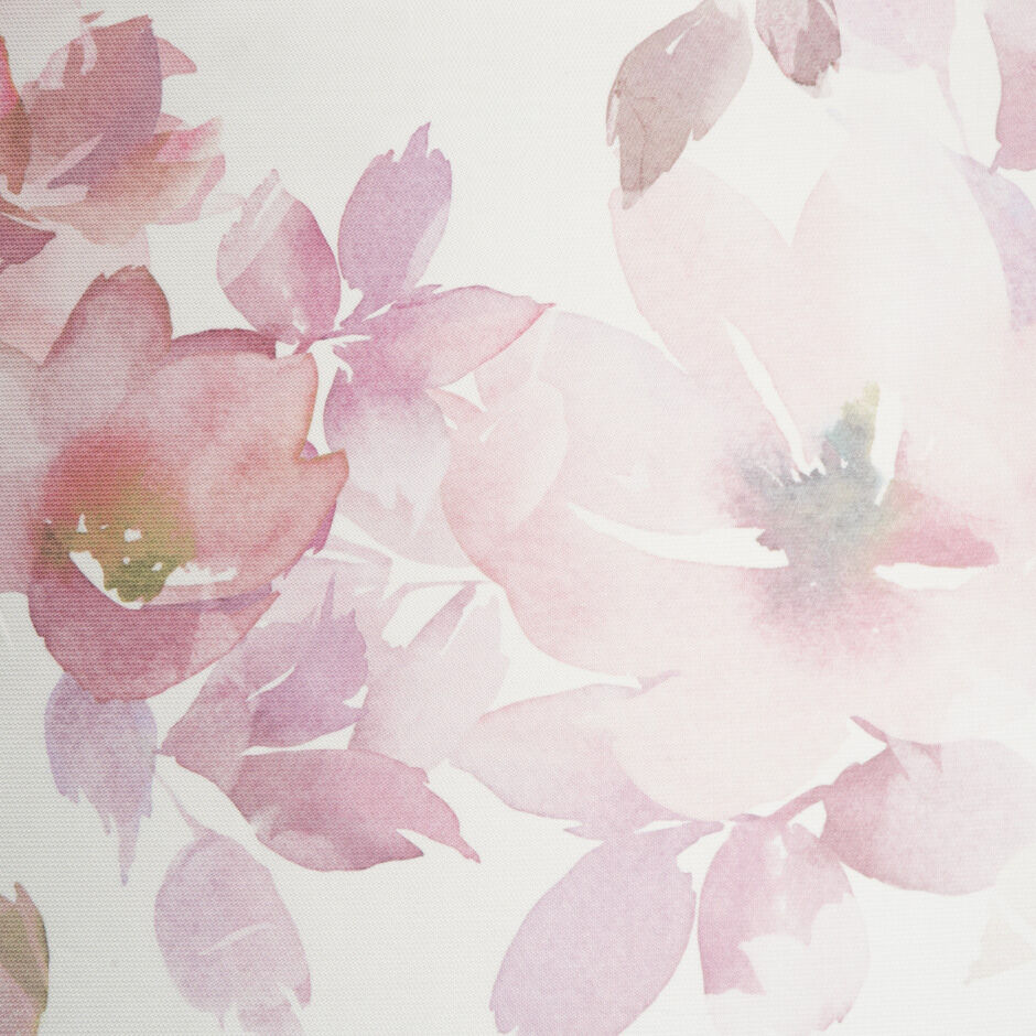 Large Pastel Pink Floral Printed White Mikado (A 3.10m Piece)