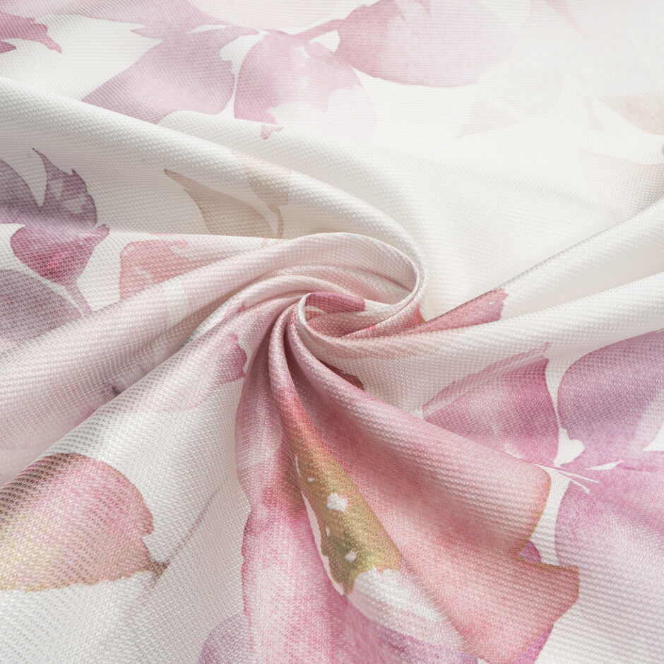 Large Pastel Pink Floral Printed White Mikado (A 3.10m Piece)