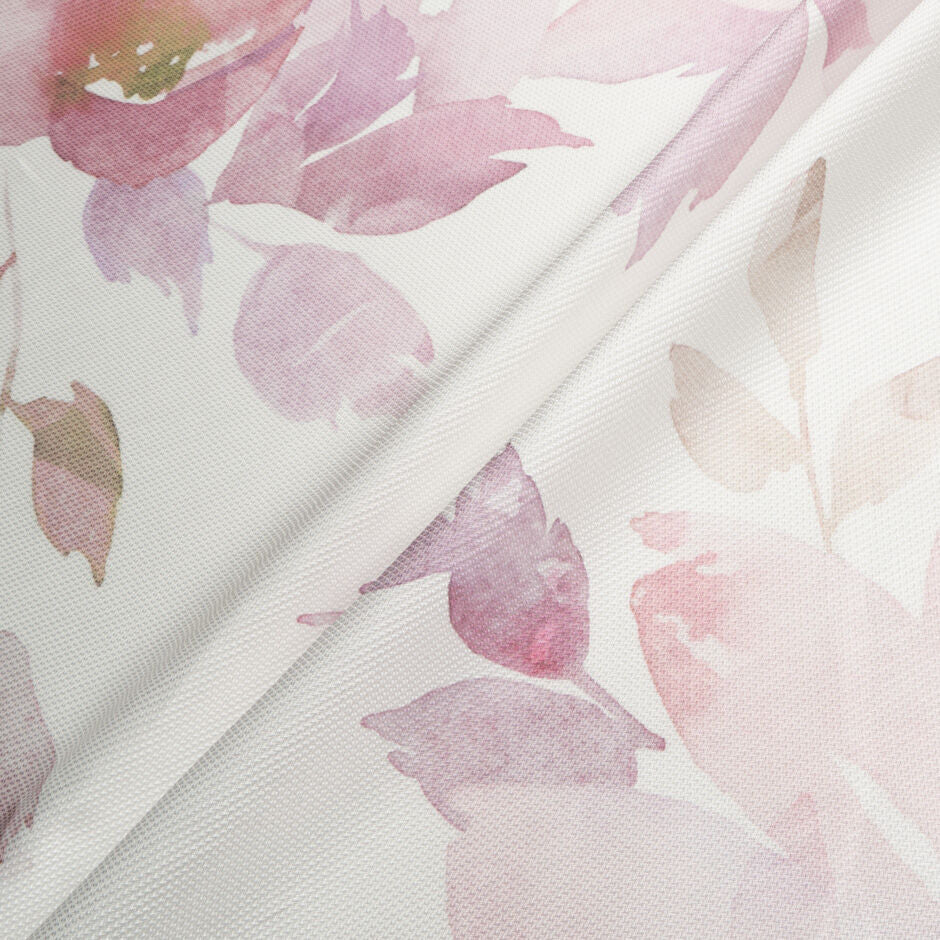 Large Pastel Pink Floral Printed White Mikado (A 3.10m Piece)