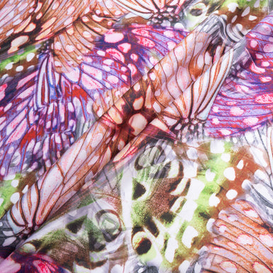 Butterfly Wing Printed Poly & Silk Blend Mikado