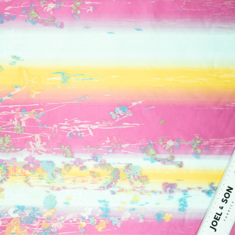 Rainbow Coloured Poly Silk Blend Organza