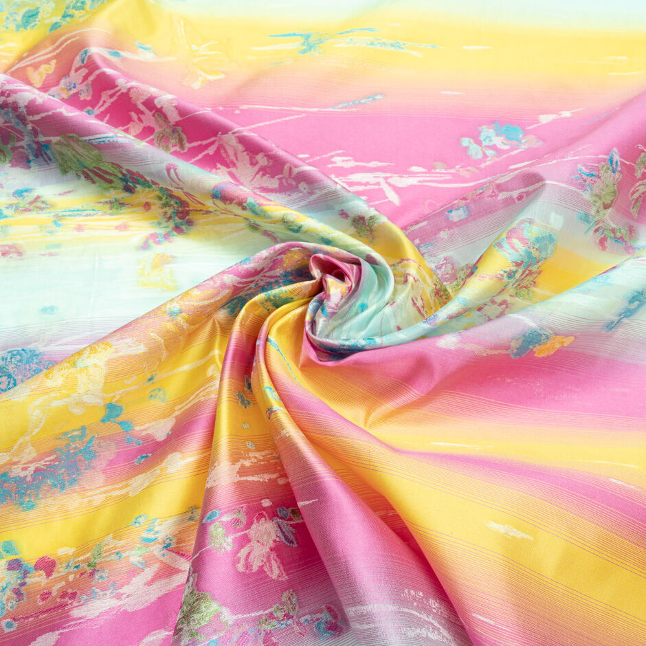 Rainbow Coloured Poly Silk Blend Organza