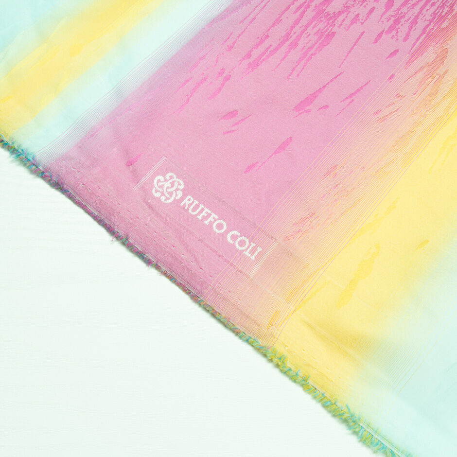 Rainbow Coloured Poly Silk Blend Organza