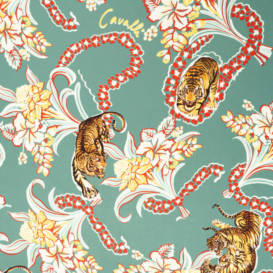 Tiger & Floral Printed Green Nylon Coating