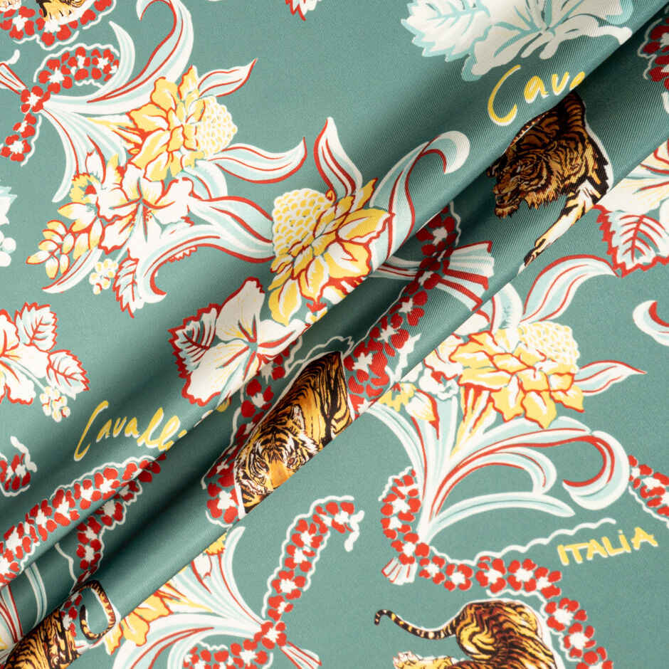 Tiger & Floral Printed Green Nylon Coating