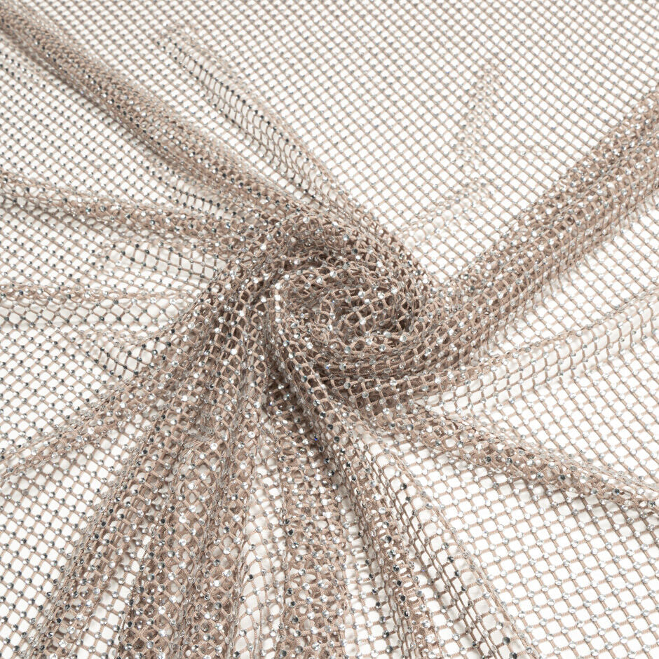 Dark Nude Stretch Tulle With Diamanté Stones