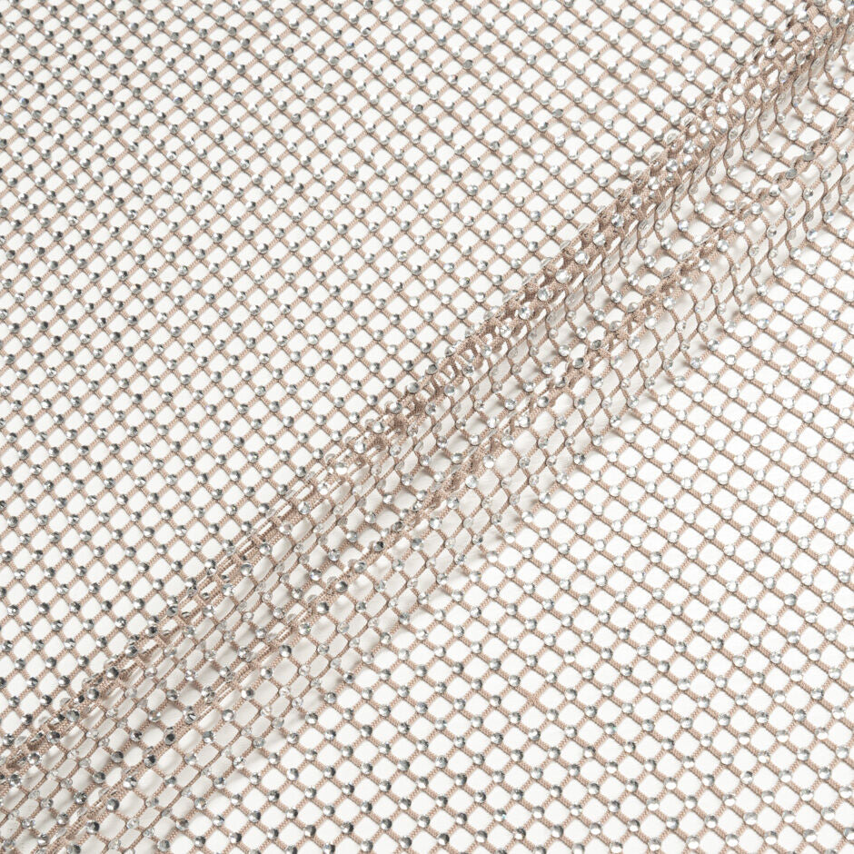 Dark Nude Stretch Tulle With Diamanté Stones
