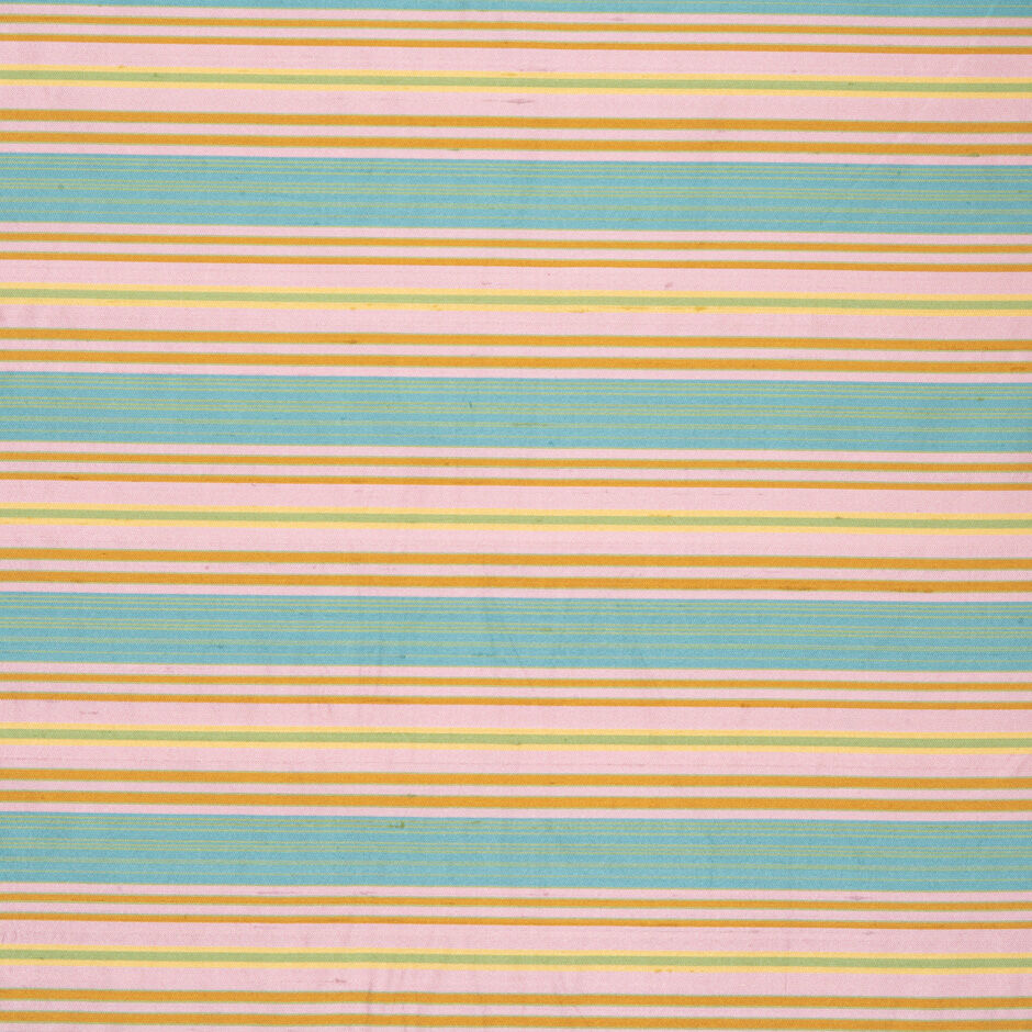 Multi-Coloured Striped Pure Silk Shantung