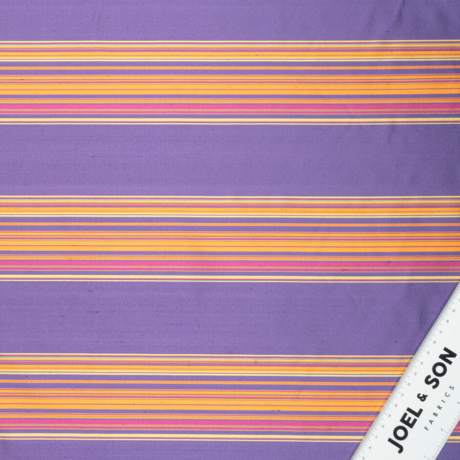 Purple, Yellow, Pink Striped Silk Shantung
