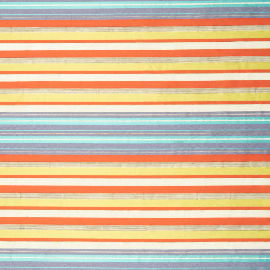 Lime Green, Deep Orange & Lavender Striped Cotton Blend