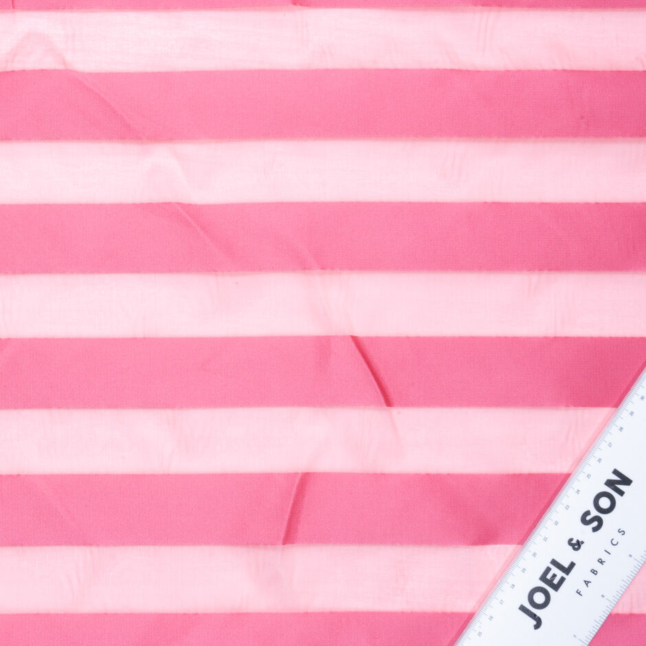 Candy Pink Satin & Organza Wide Striped
