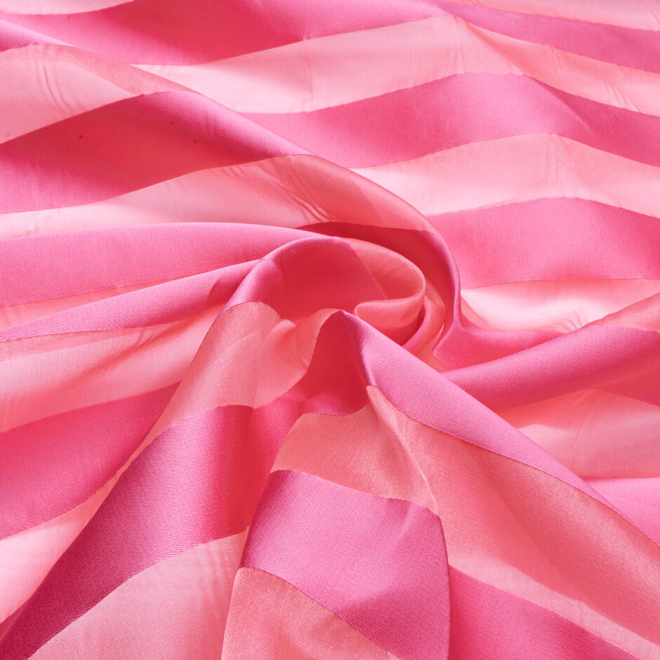 Candy Pink Satin & Organza Wide Striped
