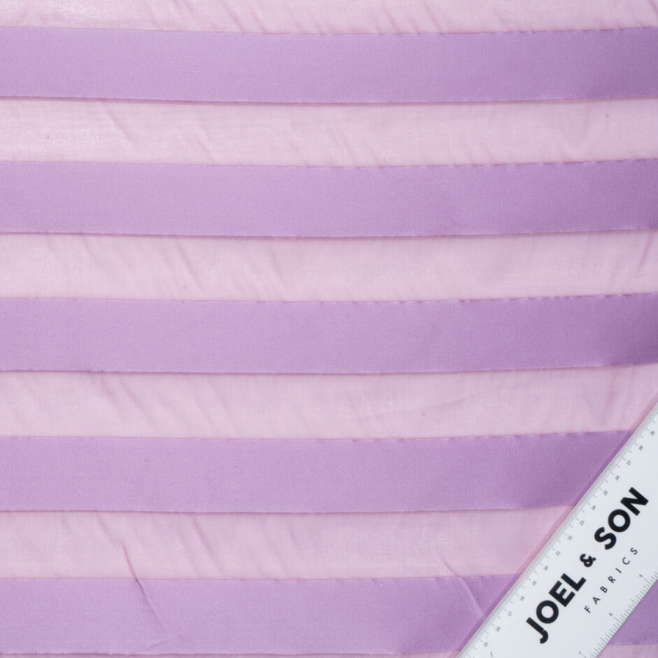 Lilac Satin & Wide Striped Silk Organza