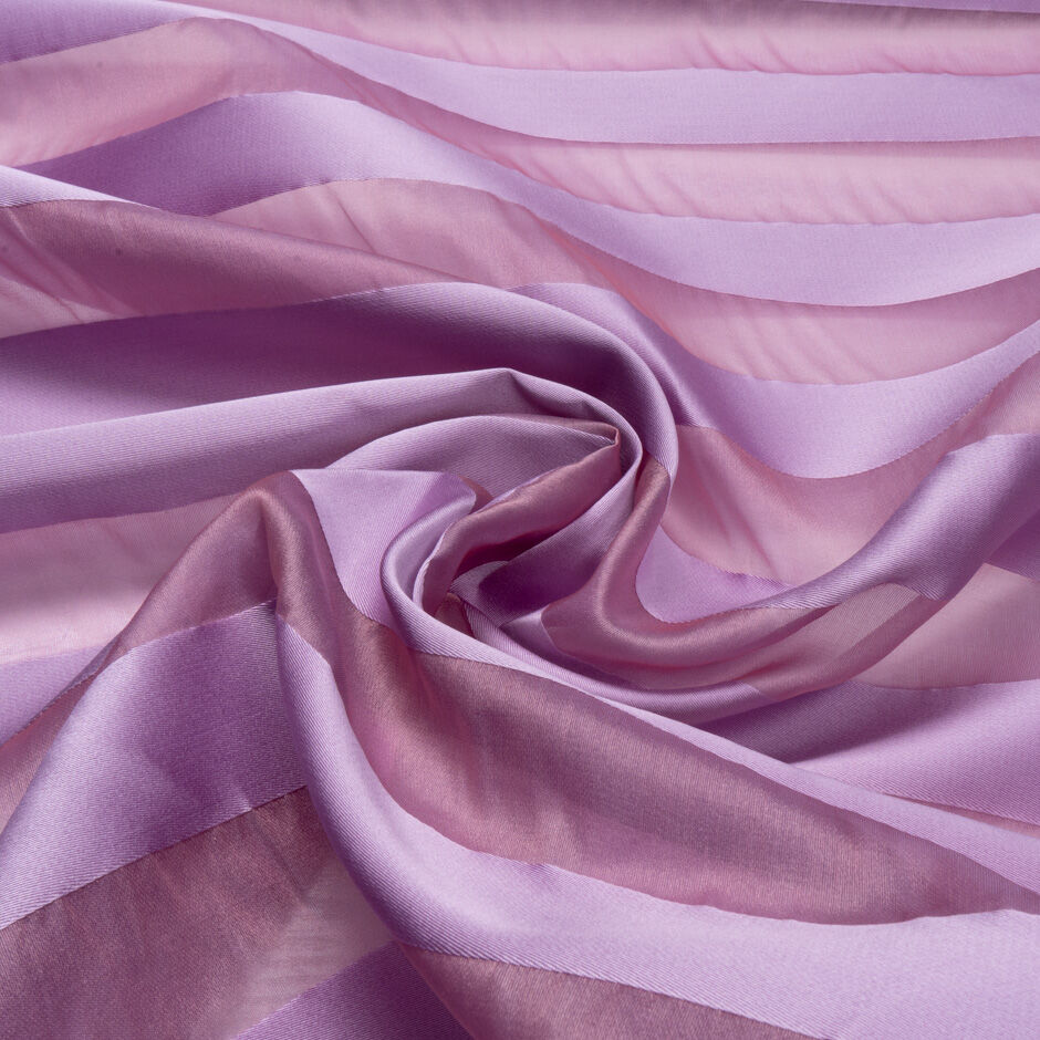 Lilac Satin & Wide Striped Silk Organza