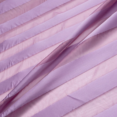 Lilac Satin & Wide Striped Silk Organza