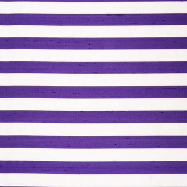 Deep Purple & Ivory Wide Striped Shantung