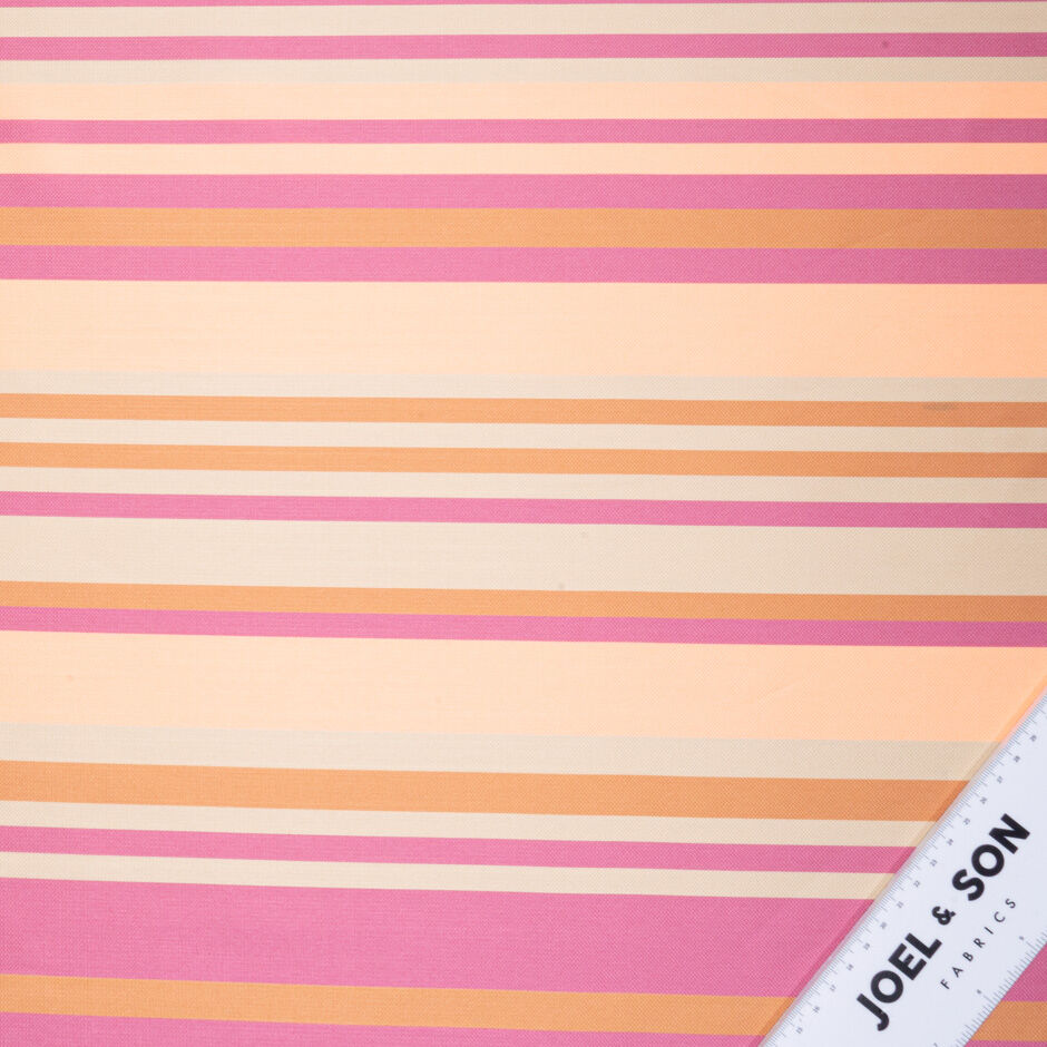 Oranges & Pink Striped Poly Shantung