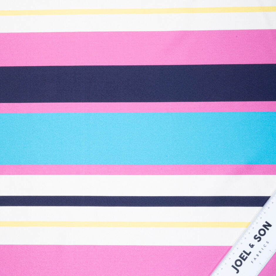 Multi-Coloured Striped Viscose Blend Shantung