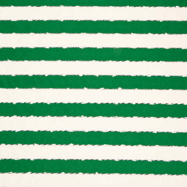 Emerald Green & Ivory Wide Striped Shantung