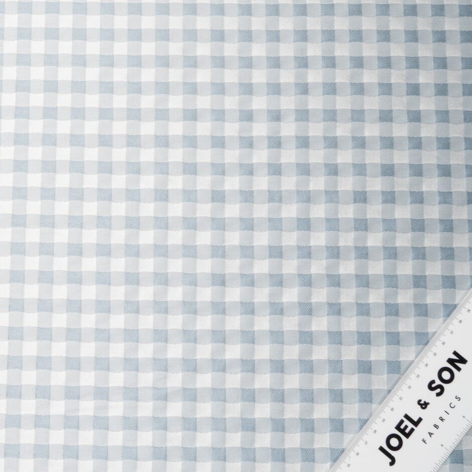 Dusty Blue & White Gingham Mikado