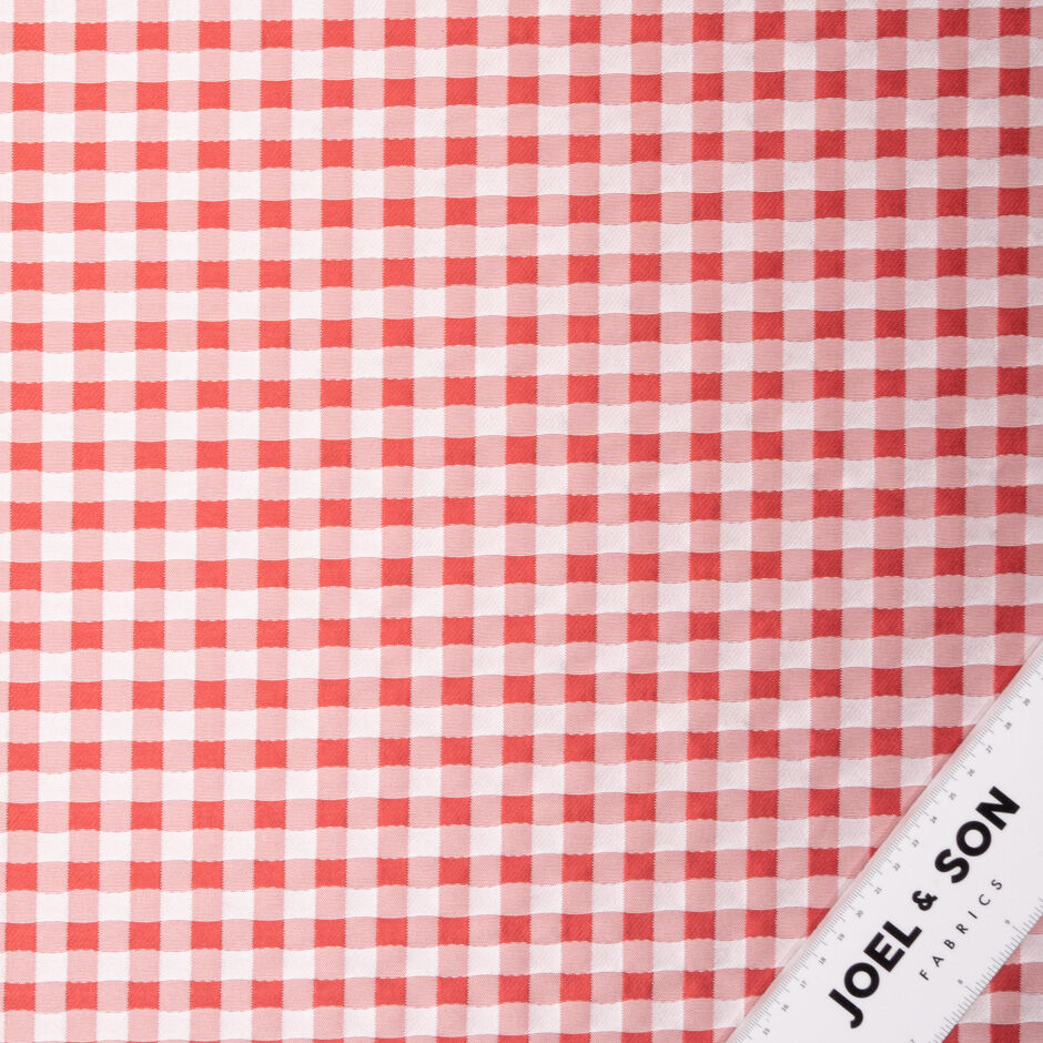 Rich Red & White Gingham Mikado