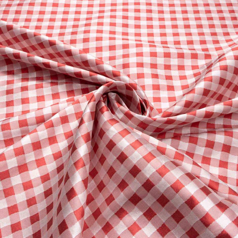 Rich Red & White Gingham Mikado