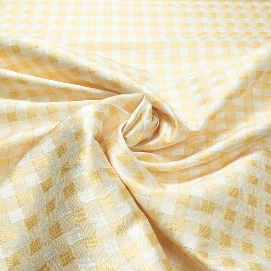 Daffodil Yellow & White Gingham Mikado