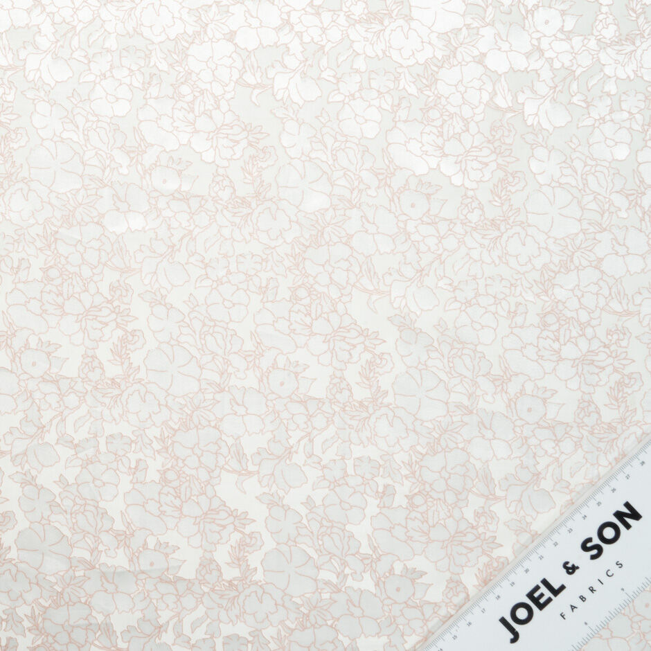 White Satin Floral Burnt Out Georgette (A 2.70m Piece)