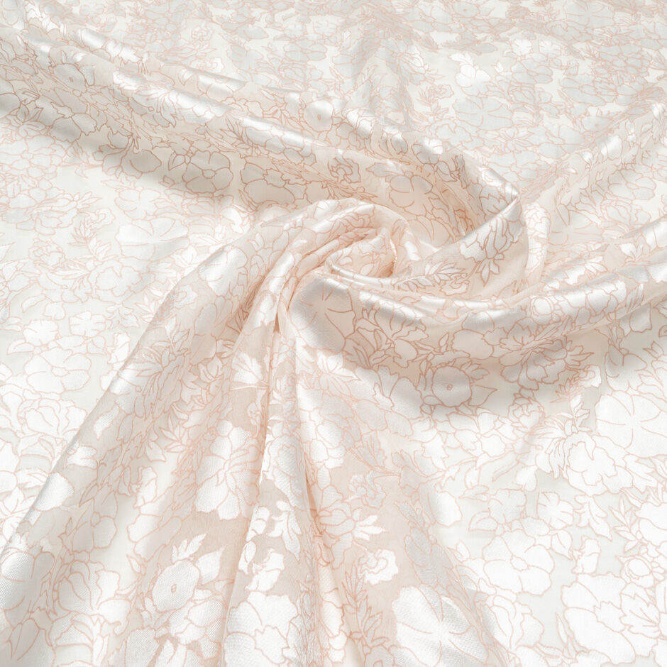 White Satin Floral Burnt Out Georgette (A 2.70m Piece)