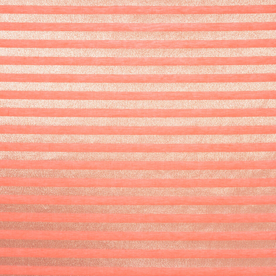 Light Red & Gold Metallic Striped Silk Organza